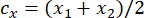 Equation for centroid calculation, \(c_x = (x_1 + x_2)/2\).