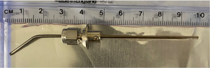figure-results-2 Chromatography system needle with ruler for sizing measurement, equipment setup.