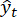 Time series prediction equation ŷₜ, mathematical symbol in forecasting analysis.
