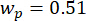 Equation for partial pressure, \( w_p = 0.51 \), related to pressure calculation.
