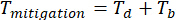 Thermal mitigation formula: T_mitigation = T_d + T_b. Equation used in heat transfer analysis.
