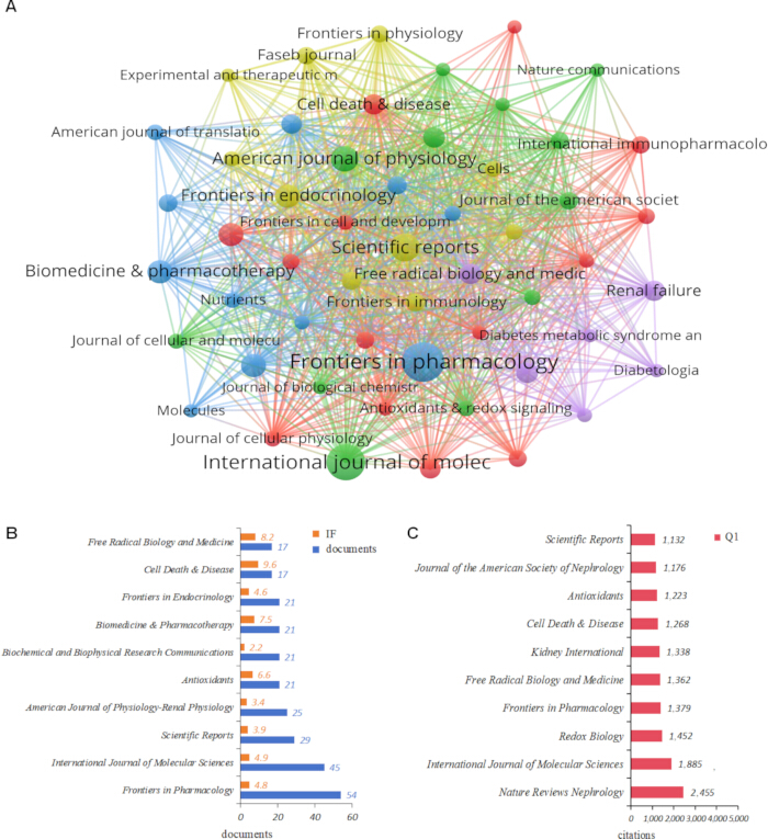 figure-results-4 Journal citation network diagram, impact factor bar chart, and citation rankings.