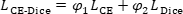 Weighted loss function formula \(L_{CE-Dice}=\phi_1L_{CE}+\phi_2L_{Dice}\), equation.