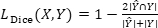 Dice loss formula \(L_{Dice}(X,Y)\) in image segmentation algorithm equation.
