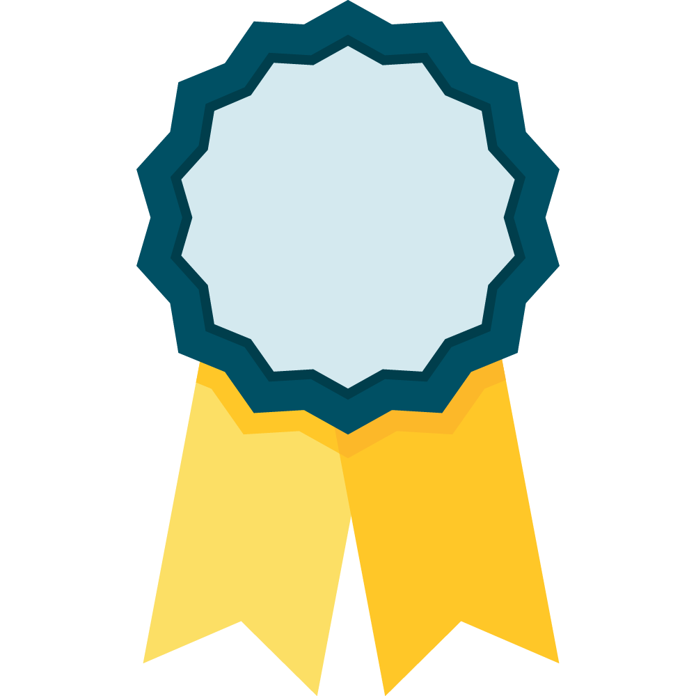 Award ribbon medal icon with yellow ribbons