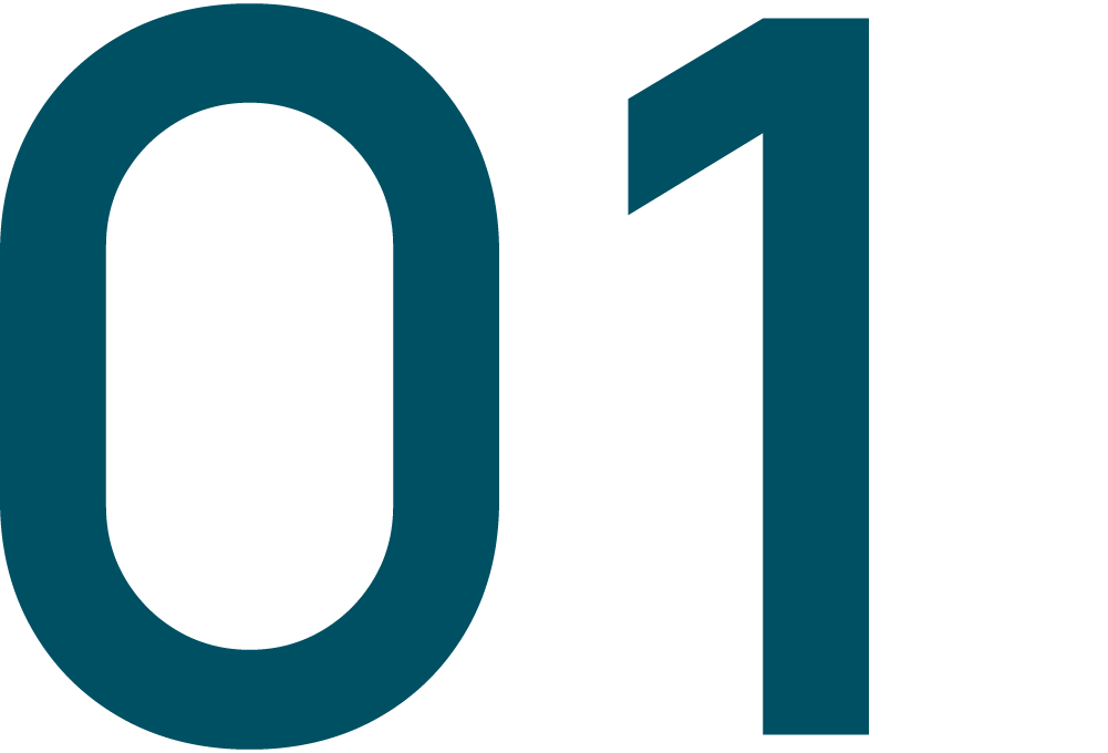 Number one step indicator in dark teal