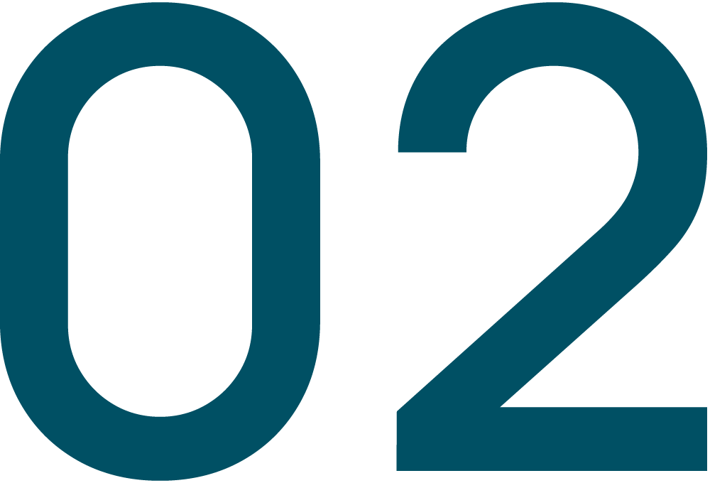 Number two step indicator in dark teal