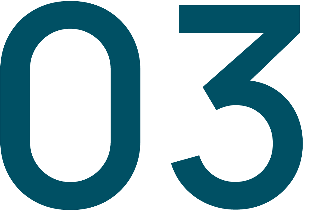 Number three step indicator in dark teal