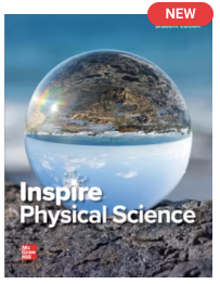 Inspire Physical Science textbook cover by McGraw Hill with glass sphere on a beach