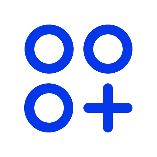 Blue grid icon with three circles and a plus sign representing app integrations