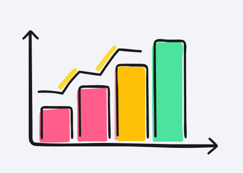 Colorful bar graph showing an upward trend, representing statistics and data analysis